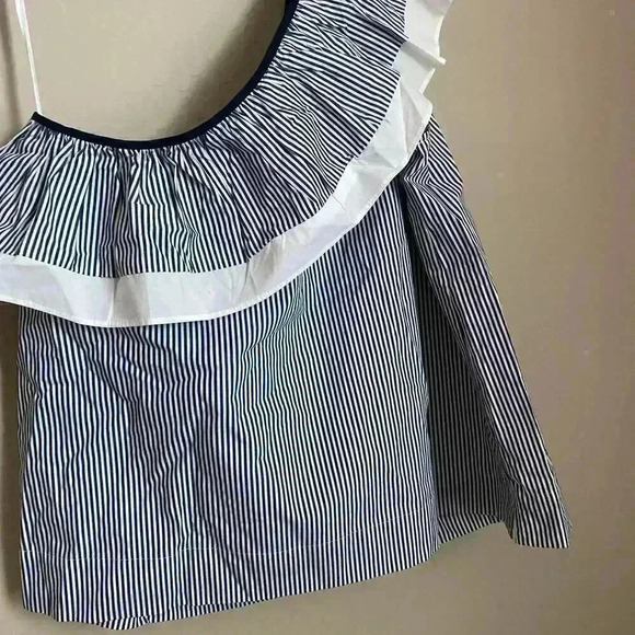 J. Crew One-Shoulder Ruffle Top In Stripe Size 14 - Picture 9 of 12